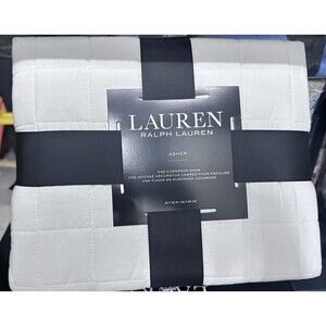 RALPH LAUREN Asher Luxury Quilted Euro Pillow Cover Sham Ivory 26x26 NEW